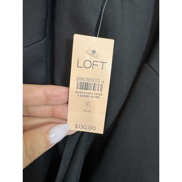 Loft Plus Satin Black  Blazer Jacket 16 Plus NWT $130 Career‎ Button NEW - Picture 2 of 4